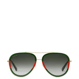 Gucci Aviator Metal Sunglasses | Gold Red/Green