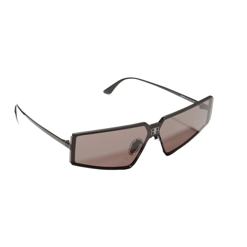 Balenciaga Monochromatic Rectangle Metal Sunglasses | Shiny Black