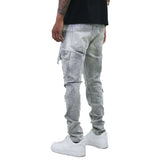 Armor Jeans Cargo Pockets Mid-Rise Slim Jeans | Grey