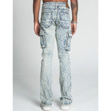 Armor Jeans Logo Embroidery Mid-Rise Stacked Jeans | Lt Blue