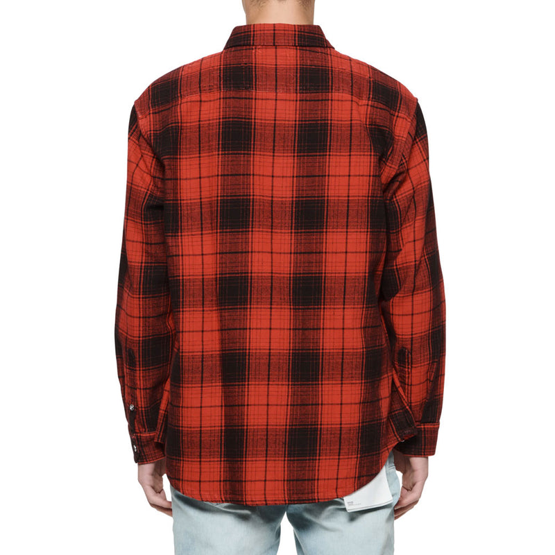 Purple Brand P331 Overdyed Flannel Long Sleeve Shirt | Red (P331-FPFR)