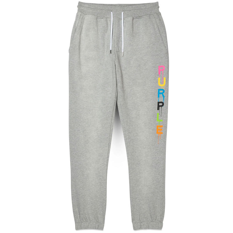 Purple Brand P450 Wordmark Drip Sweatpants | Heather Grey (P450-FHGW)