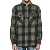 Purple Brand P331 Overdyed Flannel Long Sleeve Shirt | Green (P331-FPWM)