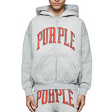 Purple Brand P460 Collegiate Zip Up Hoodie | Heather Grey (P460-HCMC)