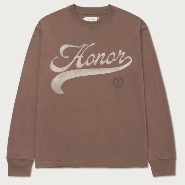 Honor The Gift Holiday Script L/S Tee | Grey