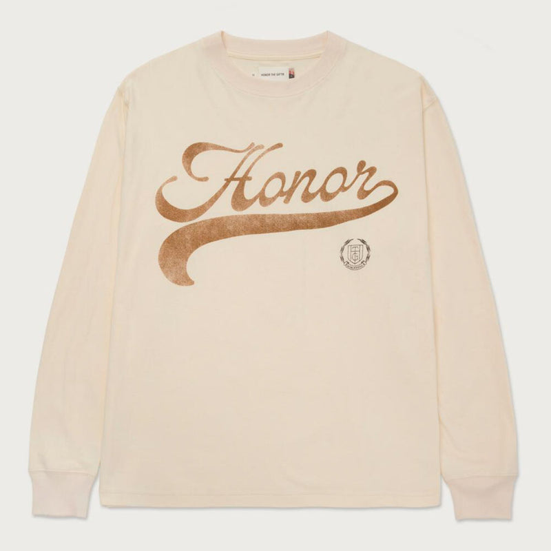 Honor The Gift Holiday Script L/S Tee | Bone