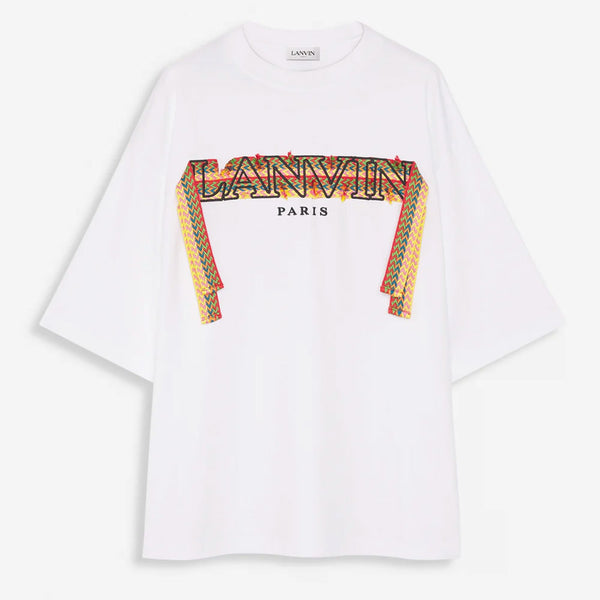 Lanvin Oversized Embroidered Lace Tee | Optical White