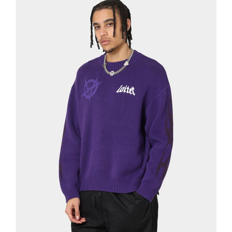 Loiter Void Knit Sweater | Purple