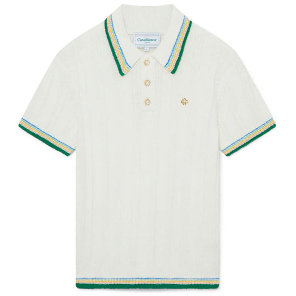 Casablanca Rib Boucle Polo Shirt | White